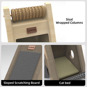 Tempat Tidur dan Penggaruk Kucing Multifungsi dengan Tiang Penggaruk Sisal yang Tahan Lama dan Papan Penggaruk Kucing - Product Image 4