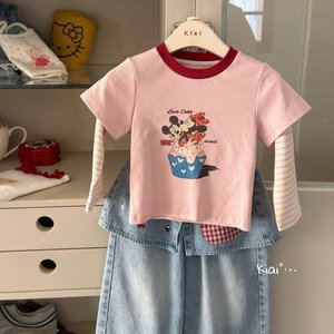 Girls Spring Korean Style Cute Two Piece Set T Shirt Loose Jeans Cotton Cartoon Print For Baby Girls - Product Image 4