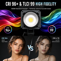 Luz de Video LED COB de 100W, 5600K Luz Diurna, CRI 96+, Montura Bowens, Control por Aplicación, Iluminación Continua para Fotografía de Estudio