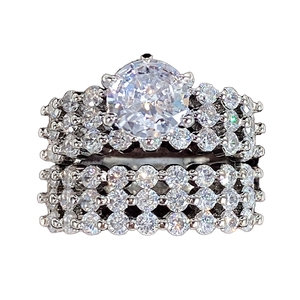 Luxury Classic Copper Engagement Wedding <b>Ring</b> <b>Set</b> for Women Shiny Square Zircon CNAS Certified Party Jewelry Gift - Product Image 1