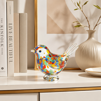 Figurine d'oiseau en verre artistique écologique colorée, sculpture en verre soufflé à la main pour étagère, fenêtre et décoration intérieure