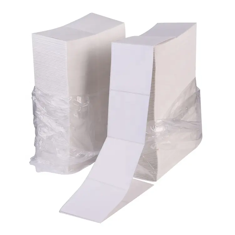 100x150 4x6 fan fold blank white self adhesive thermal paper packaging shipping waybill barcode sticker label for shipping