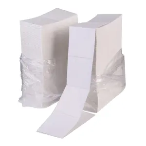 100X150 4x6พัดลมพับเปล่าสีขาวมีกาวในตัวบรรจุภัณฑ์กระดาษเก็บอุณหภูมิฉลากบาร์โค้ดสำหรับจัดส่ง