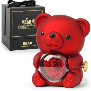 ELVROGEST SA Preserved Rose Teddy Bear Gift <b>Box</b> Real Rose Romantic Luxury Gift for Women Girlfriend Valentine Wedding <b>Present</b> - Product Image 1