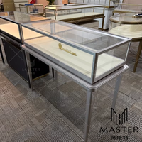 Vitrine de magasin MASTER avec cadre argenté, éclairage LED, en verre, pour bijoux, verrouillable, de luxe, haut de gamme, pour comptoir de boutique