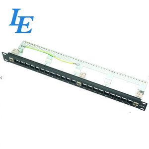 Panel de Conexiones de Red Cat6 de 19'' con 24 Puertos y Conector Keystone RJ45, Altura 1U, Negro, Certificado CE - Product Image 1