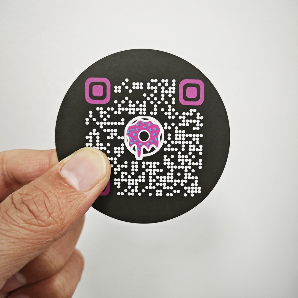 Круглая форма QR-код визитная карточка печать пользовательский логотип прямоугольник две стороны поздравительная вставка бумажные открытки