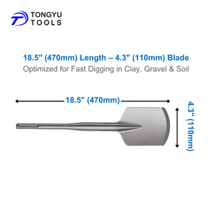 Burin Pelle SDS Max 4.3" X 18.5" <span class=keywords><strong>pour</strong></span> Marteau Rotatif – Outil <span class=keywords><strong>pour</strong></span> Creuser Argile, Gravier, Terre, Grès et Aménagements Paysagers TE-C - Product Image 2