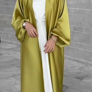 Abito islamico Enfant in Chiffon stile Morden aperto Abaya Kimono Dubai con perline