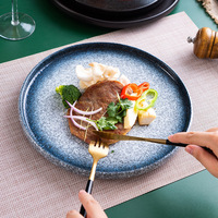 Ventes chaudes, assiettes en céramique japonaise, 9 pouces, rondes, en porcelaine, pour restaurant