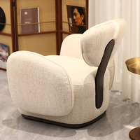 Fauteuil de loisirs moderne rembourré, fauteuil d'appoint avec cadre en bois massif, dossier capitonné pivotant, siège de salon