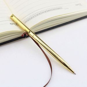 Stylo bille portable en métal fin avec pointe de 1,0 mm, design rotatif format poche, encre noire, pour le bureau et l'école - Product Image 3