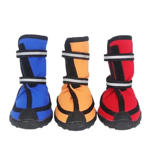 Waterproof Nylon Neoprene Reflective Dog Boots Breathable Comfortable Non-slip Rubber Pet Rain Shoes Small Large Dog