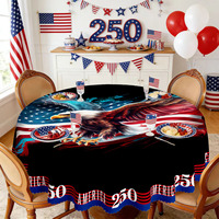 Nappe en polyester noir de haute qualité avec motif d'aigle et drapeau américain pour salon et fêtes, durable