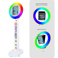 Cabina de Fotos Selfie con Logotipo Personalizado Gratuito, con Anillo de Luz RGB, Cabina de Fotos para iPad con Impresión Instantánea para Bodas, Fiestas de Cumpleaños y Eventos