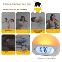 Réveil numérique avec affichage de la température et de l'humidité, lumière ambiante RGB, lumière de réveil pour chambre à coucher, OEM ODM, logo personnalisé