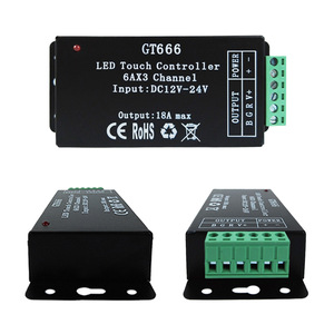 Controlador de Tira LED RGB <span class=keywords><strong>HELAN</strong></span> GT666, Inalámbrico, con Control Remoto Táctil RF, DC 12V/24V 18A, 3 Canales, Alcance de 20M, Carga Máxima de 360W, Interruptor Regulador - Product Image 2