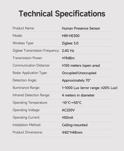Sensor de Presencia Humana Tuya, Detector de Radar de Techo de Onda Milimétrica de 24 GHz, Control Remoto por Aplicación para Seguridad y Automatización del Hogar Inteligente, Flexible - Product Image 5