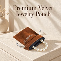 Sac cadeau de luxe en daim marron avec cordon de serrage, personnalisable avec logo, pochette de rangement en velours pour bracelets et rouges à lèvres