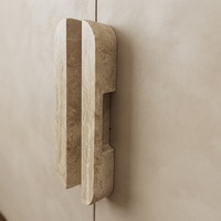 SAIDKOCC Poignée de porte améliorée en marbre travertin beige, version rainurée, texture naturelle des pores, pour la décoration de villas et de maisons