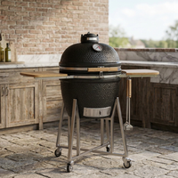 Barbecue au charbon de bois en céramique Kamado de 21 pouces, style œuf, pour la cuisson en extérieur