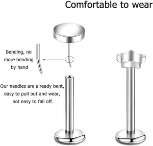 Joyería Corporal de Titanio ASTM F136 G23, <span class=keywords><strong>Piercing</strong></span> de <span class=keywords><strong>Labio</strong></span> y Nariz sin Rosca con <span class=keywords><strong>Doble</strong></span> Cabeza, <span class=keywords><strong>Piercing</strong></span> de Cartílago de Oreja, Joyería Labret - Product Image 2