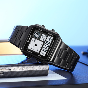 Montre-bracelet numérique dorée étanche en acier inoxydable pour homme SKMEI 2451, vente en gros chinoise, pas chère - Product Image 1