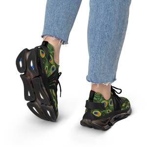 Chaussures de course à plateforme pour femmes, imprimé plume de paon personnalisé, respirantes, antidérapantes, pratiques, augmentant la taille - Product Image 3