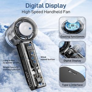 Portable Transparent Handheld <b>Fan</b> LED Rechargeable High Speed Powerful <b>USB</b> <b>Mini</b> Cooler ODM/OEM Available - Product Image 2