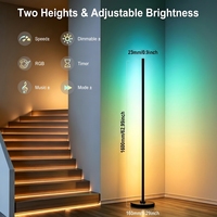 Lampe de sol LED RGB IC intelligente moderne avec télécommande via application, synchronisation musicale, changement de couleur DIY, lampe d'ambiance d'angle