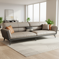 Ensemble de canapés modulaires en cuir PU bicolore taupe et gris foncé avec pieds en métal noir 3 places pour salon, bureau, hall d'entrée, oficina