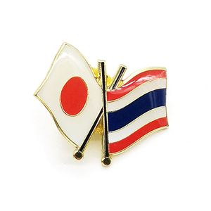 เข็มกลัดติดเสื้อธงชาติไทยญี่ปุ่นลายกากบาทเคลือบทองคำแบบดั้งเดิม - Product Image 4