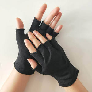 Venta SUPERIOR Medio dedo guantes de mano de algodón blanco sin dedos Marching Bordado muñeca larga Bordado Masones Guantes masónicos - Product Image 3