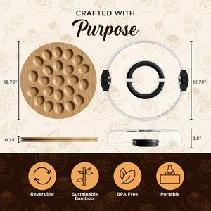 <span class=keywords><strong>Plateau</strong></span> de service pour œufs au fromage avec couvercle, côtés réversibles, conteneur de rangement en bois pour apéritifs, <span class=keywords><strong>plateau</strong></span> de fête en bambou - Product Image 3