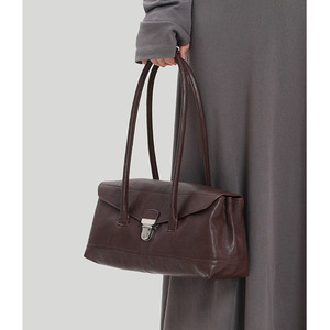 Women's Genuine Leather Boston <b>Bowling</b> Bag Fashion Zipper Closure High-end Two Straps for Daily Commute - Product Image 2