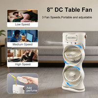 Ventilateur de brumisation à double tête avec télécommande et lumière RGB, oscillant, portable, rechargeable, humidificateur d'air