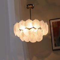 Lustre Vintage Élégant en Verre Coquillage Doré, Base en Fer E14, Semi-Encastré, pour Salon, Chambre, Salle à Manger, Ambiance Chaleureuse