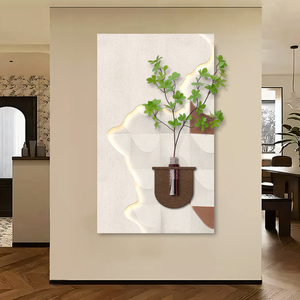Plantas verdes hidropónicas Hall de entrada Decoración LED Pintura Crema Viento Directamente Frente A LA Puerta Pasillo Pintura de arenisca - Product Image 3