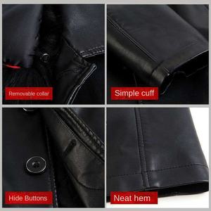 Chaquetas de cuero para hombre Abrigo largo de cuero con solapa para hombre Abrigo de cuero grueso por encima de la rodilla Chaquetas para hombre - Product Image 5
