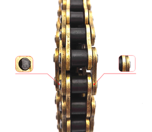 <span class=keywords><strong>Cadena</strong></span> de rodillos personalizada para motocicleta, Piñón dorado, <span class=keywords><strong>428</strong></span>, 520, China - Product Image 1
