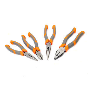 Jeu de pinces de bricolage 60 mm en acier au chrome vanadium, mâchoires dentelées, poignée orange, multifonctionnel, pour électriciens - Product Image 1