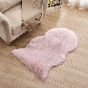 Irregular White Faux Fur Rug Thickened Warm <b>Floor</b> Mat For Living Room Bedroom <b>Sofa</b> Chair Cushion Solid Color Novelty Shape - Product Image 3