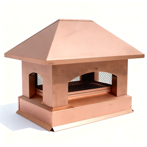 Capot de cheminée pyramidal en cuivre sur mesure, base carrée, montage sur toit - Product Image 2