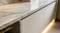 XINGRUO Cuisine Moderne de Luxe : Armoires de Cuisine Personnalisées, Îlot en Marbre, Solution Complète, Ensemble de Meubles de Cuisine Modulaires