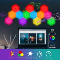 Lámpara de Pared con Ambiente de E-sports, Control Remoto WiFi Inteligente, Panel LED, Material ABS, Diseño Modular