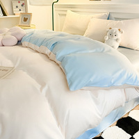 Parure de lit quatre pièces en soie glacée lavable pour l'été, style moderne et minimaliste, couleur unie, toucher soyeux, personnalisable pour hôtel