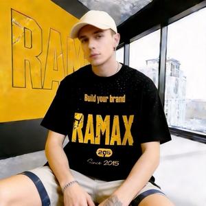 Camisetas Personalizadas al por Mayor con Logotipo, Estampado de Pedrería, Algodón Grueso, Estilo Casual para Hombre, Tallas Grandes, Impresión Bajo Demanda - Product Image 1