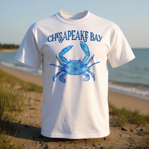Camiseta Chesapeake Bay Blue Crab para adultos, unisex, blanca, 100% algodón, cuello redondo, manga corta - Product Image 3