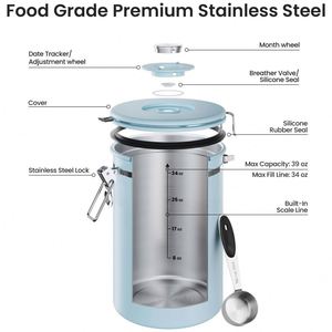 Premium Eco-Friendly Country Style Food-grade 304 Stainless Steel Vacuum Coffee Can Date Tracker Airtight Storage Coffee Beans - Product Image 4