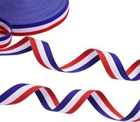 Ruban tissé double face OKAY en gros-grain, 1cm-3.8cm, rayures rouges, blanches et bleues, écologique, 100% polyester, pour badges, médailles, cadeaux patriotiques